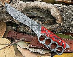 HUNTEX Custom Handmade Damascus Blade, 340 mm Raisin Handle Battle Sticker Knife