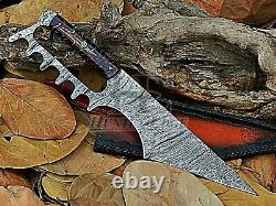 HUNTEX Custom Handmade Damascus Blade, 405 mm, Raisin Handle Battle Tanto Knife