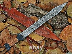 HUNTEX Custom Handmade Damascus Blade, Olivewood Handle 585 mm Long Short Sword