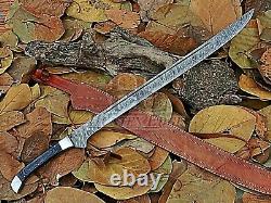 HUNTEX Custom Handmade Damascus Blade, Pakkawood Handle 535 mm Long Viking Sword