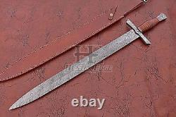 HUNTEX Handmade Damascus Blade Cross Guard Hilt Well-Balanced Viking Short Sword