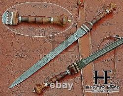 HUNTEX Handmade Damascus Blade, Rosewood, 735mm Divine Roman Empire Short Sword