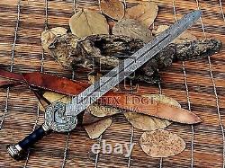 HUNTEX Handmade Damascus Blade, Rosewood Hilt 83 cm Long Replica Herrugrim Sword