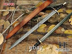 HUNTEX Handmade Damascus Blade, Rosewood Hilt, 960 mm Exotic Viking Long Sword