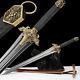 Hand carved Brass lion head Sword Folded Steel 3 Groove Blade Ray Skin handle