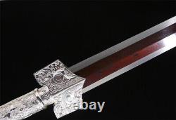 HandMade KungFu Sword Jian Katana Sharp Damascus Steel Blade Alloy Handle Nice