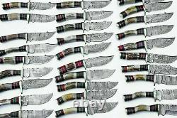 Handmade 6 Damascus Knives with Stag Horn Handle (Lot of 30) Free Sheaths