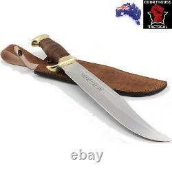 Handmade Bowie Knife, Stainless Steel Blade, Leather & Brass Handle NEGOTIATOR