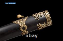 Handmade Brass Dragon Handle Chinese KUNGFU Sword Forged Folded Steel Blade