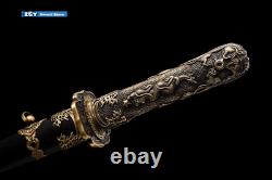 Handmade Brass Dragon Handle Chinese KUNGFU Sword Forged Folded Steel Blade