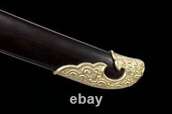 Handmade Damascus Carbon Steel Qing Dao Brass Handle Chinese Broadsword Sword