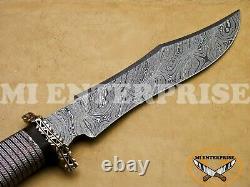 Handmade Damascus Steel Hunting Knife With Copper and Brass Wire Handle KH-52