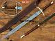 Handmade Damascus Steel Medieval Sword/Viking Longsword With Rose Wood Handle
