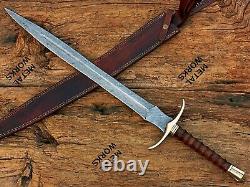 Handmade Damascus Steel Medieval Sword/Viking sword With Rose Wood Handle