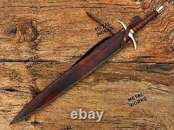 Handmade Damascus Steel Medieval Sword/Viking sword With Rose Wood Handle