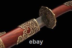 Handmade Dragon Qing Dao Broadsword Rosewood/Brass /Folded Steel Sword Dao Saber
