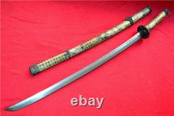 Handmade Japanese Samurai Sword Katana Damascus Steel Brass Handle Tiger Style