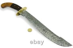 Handmade Kambantuli Sword, Damascus Blade, Walnut Wood & Brass Handle, Sheath