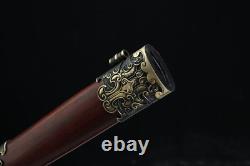 Handmade Rosewood /Brass Handle Chinese KUNGFU Sword Folded Steel Clay Tempered