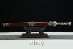 Handmade Rosewood /Brass Handle Chinese KUNGFU Sword Folded Steel Clay Tempered