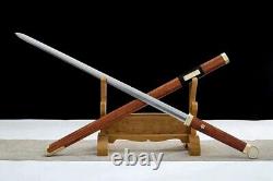 Handmade Rosewood SAYA Brass Ring Head JIan Chinese KUNGFU Sword Battle Knife