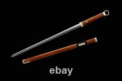 Handmade Rosewood SAYA Brass Ring Head JIan Chinese KUNGFU Sword Battle Knife