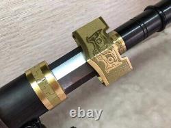 Handmade Upscale Chinese Sword Octahedron Folded Steel Blade Black Sandalwood
