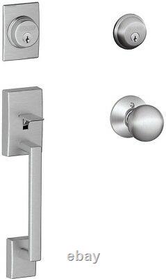 Hardware Door Knob Handle Set Key Entry Exterior Residential Lock Chrome Modern