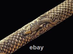High Quality Brass Handle Fish JIan Chine Dagger Sword Folded Steel Short Knife