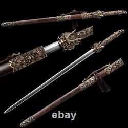 High qulaity Folded steel Handmade Chinese Dragon JIAN SWORD Brass Handle Sharp