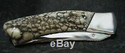 Hunting Pocket Knife Foldable Antler Handle Stainless Steel Modified Tanto Rare