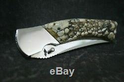 Hunting Pocket Knife Foldable Antler Handle Stainless Steel Modified Tanto Rare