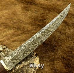 Impact Cutlery Rare Custom Art Damascus Bowie Knife Burl Wood Handle