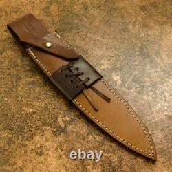 Impact Cutlery Rare Custom Damascus Dagger Knife Brass Inlayed Burl Wood Handle