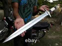 JJhunters Custom Handmade Carbon Steel 27In Sword, Bone & Brass Guard Handle=IM5