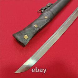Japanese NCO Saber Sword Samurai Katana Brass Handle Leather Steel Scabbard F824