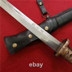 Japanese NCO Saber Sword Samurai Katana Brass Handle Leather Steel Scabbard F824