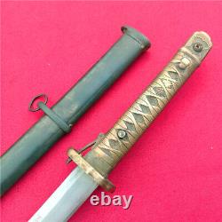 Japanese NCO Sword Samurai Katana Brass Handle Signed Blade Steel Sheath A142