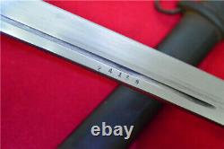 Japanese NCO Sword Samurai Katana Brass Handle Steel Scabbard Signed Blade F756