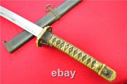 Japanese NCO Sword Samurai Katana Brass Handle Steel Scabbard Signed Blade F756