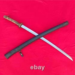 Japanese NCO Sword Samurai Katana Saber Ox/Hide Steel Sheath Brass Handle F4