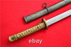 Japanese NCO Sword Samurai Katana Signed Blade Brass Handle Steel Scabbard A786