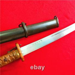 Japanese Nco Sword Samurai Katana Brass Handle Signed Blade Steel Scabbard A49