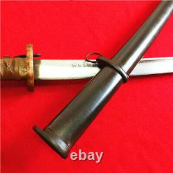 Japanese Nco Sword Samurai Katana Signed Blade Brass Handle Steel Scabbard A45