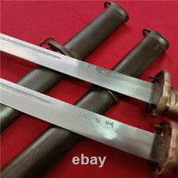 Japanese Nco Sword Samurai Katana Signed Blade Brass Handle Steel Scabbard F821