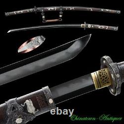 Japanese Tachi Samurai Sword Katana Pattern Steel Blade Clay Tempered Sharp#3035