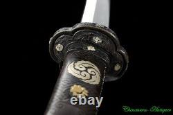 Japanese Tachi Samurai Sword Katana Pattern Steel Blade Clay Tempered Sharp#3035