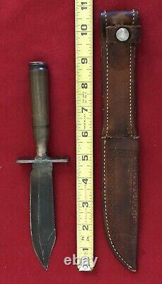 Jet Pilot Blade & Guard Brass Shell Handle With A Brown Leather Sheath