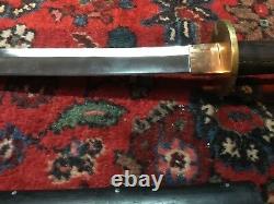 KATANA SWORD WITH ROSEWOOD HANDLE and SCABBARD with CAST BRASS FROM PHILIPPINES
