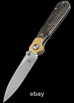 KIZER 3587A1 PPY FOLDING KNIFE RAFFIR and BRASS HANDLE S35VN 3.26 BLADE